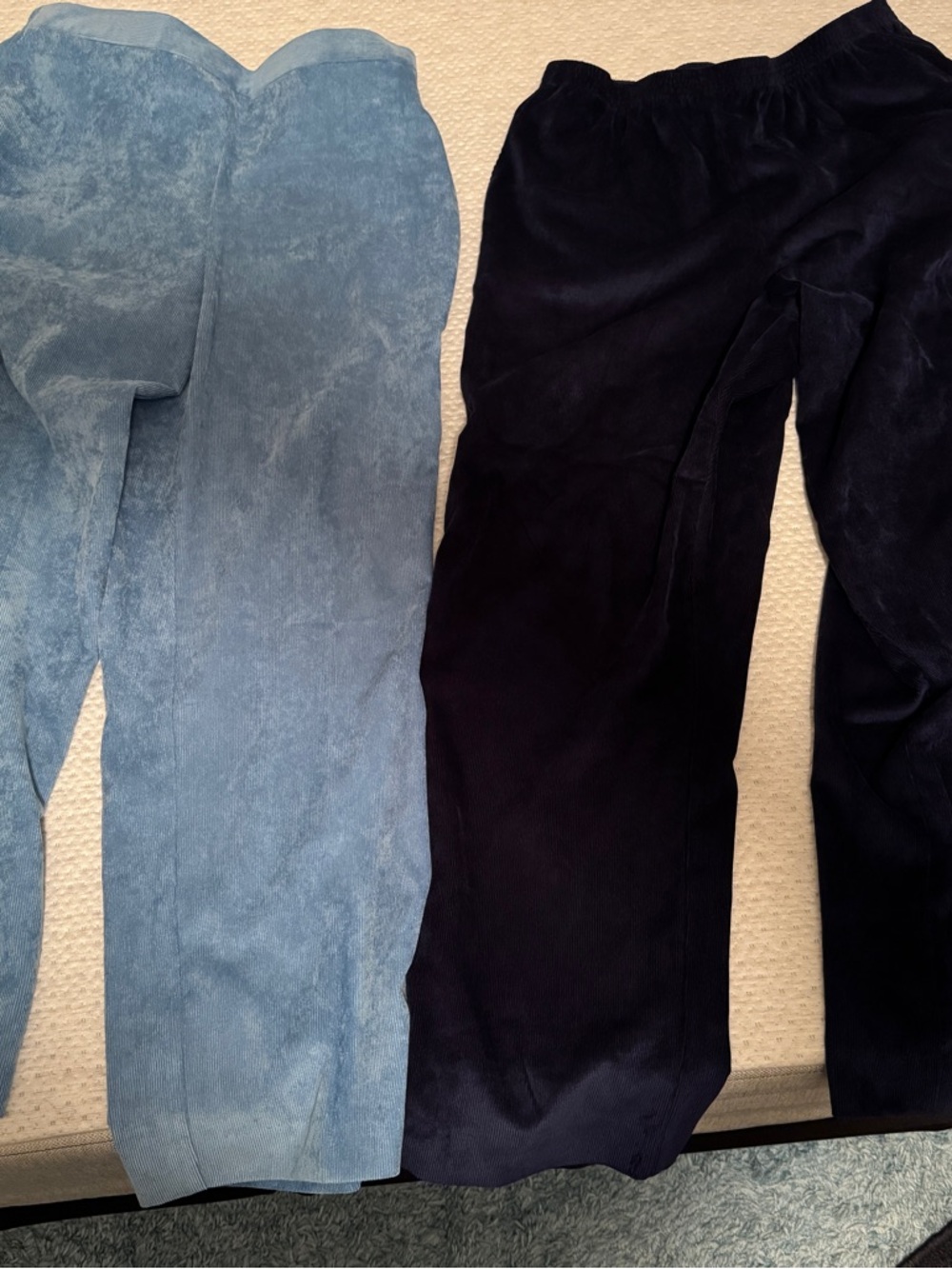 2 WomenNew Alfred Dunner Corduroy Pants Light Blue&Navy12/12 petite elasticwaist